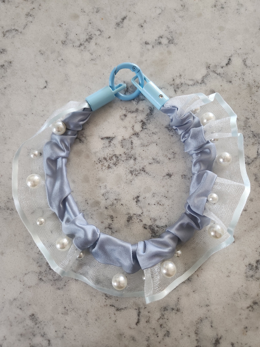 Light Blue Pearl Ruffle Keychain